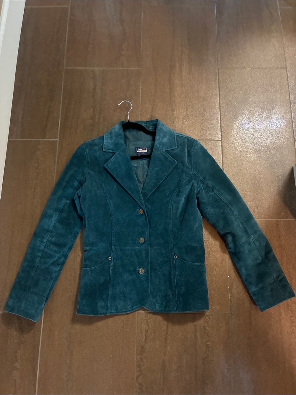 Teal Turquoise B.U.M. Equipment Suede Jacket Blazer Small 90s y2k